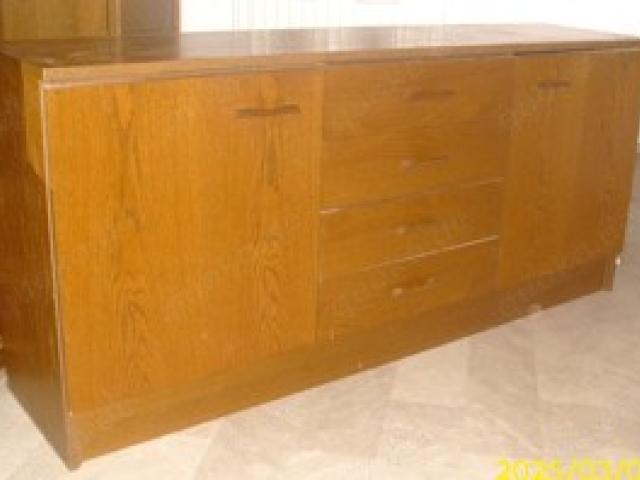 Flur-Garderoben Schrank und 1x Long Sideboard in Nussbaumfarbe - 1